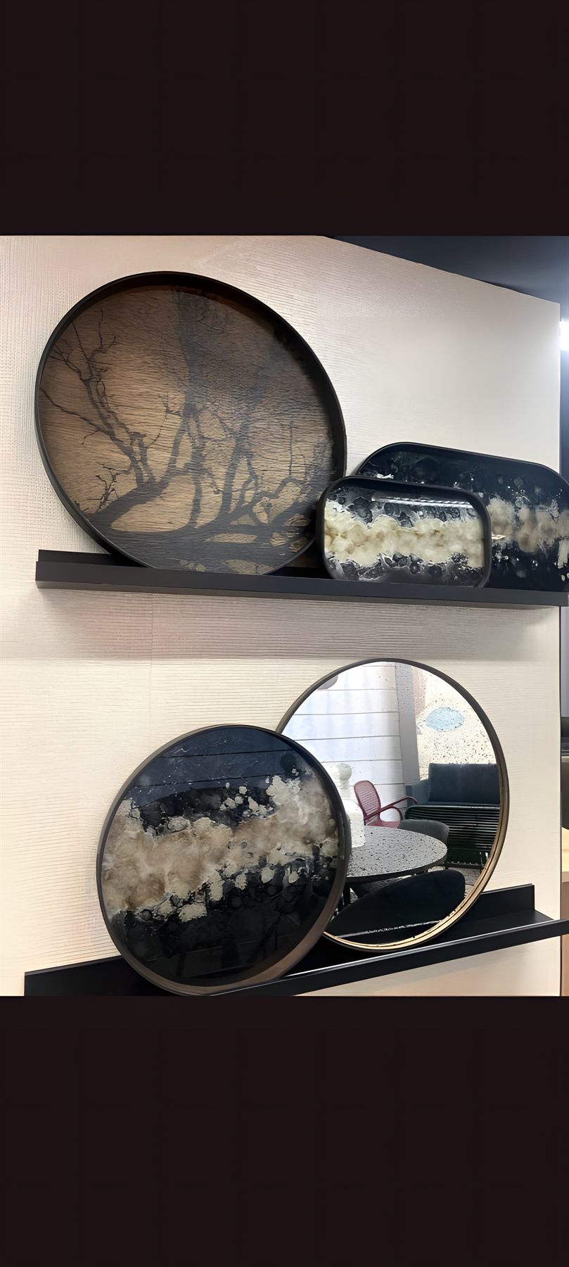 Objets de décoration — plateaux et miroirs